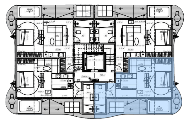 57 sqm 2-5 Floors