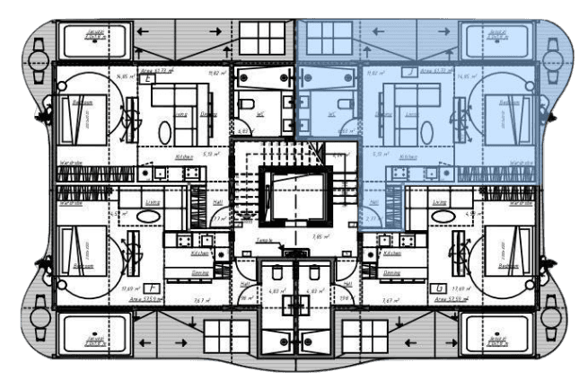 61 sqm 2-5 Floors